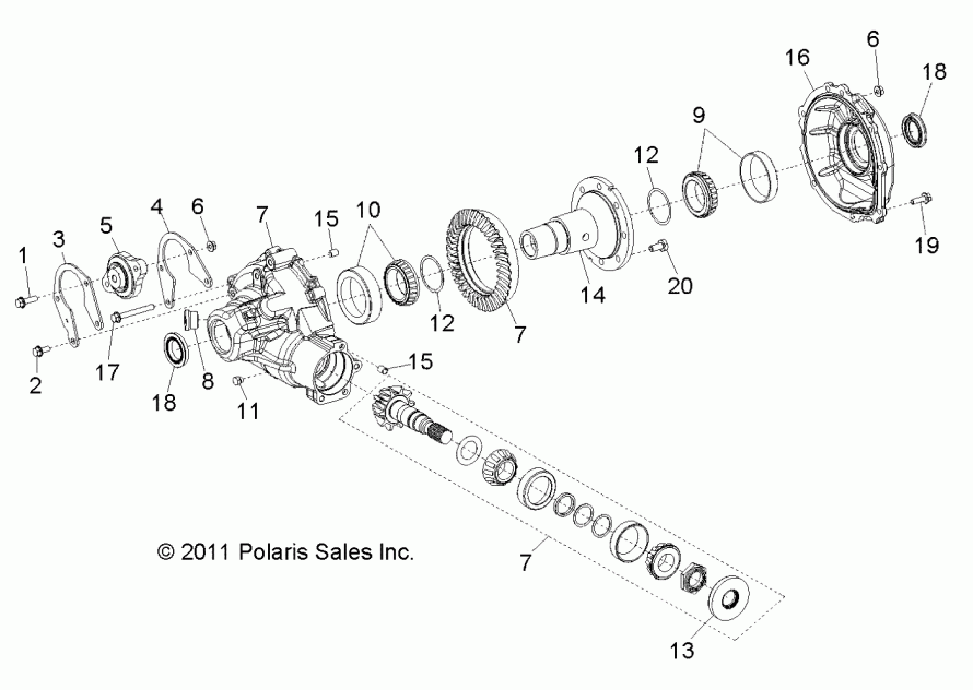 DRIVE TRAIN, GEARCASE, CARRIER, INTERNAL COMPONENTS